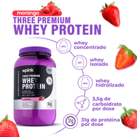 three premium whey protein morango 3W - (1kg) - wp