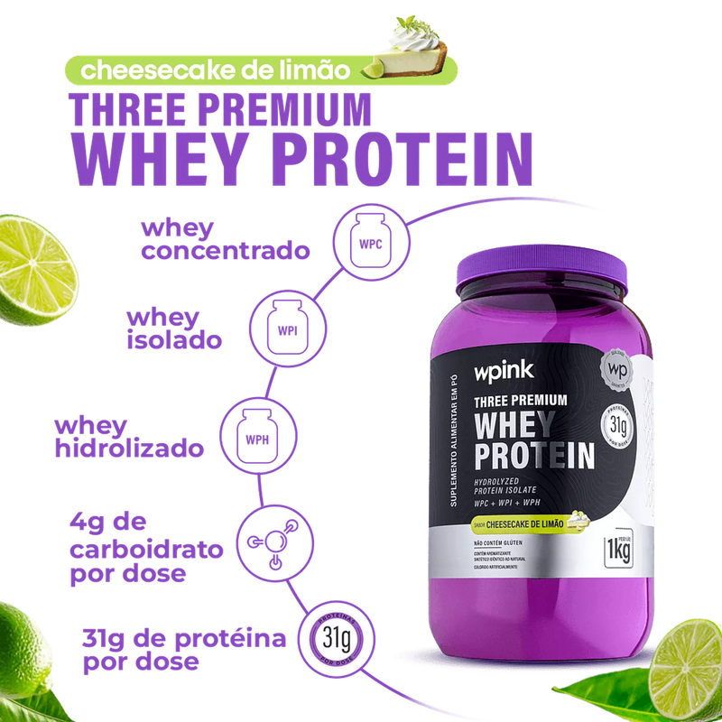 three premium whey protein cheesecake de limão 3W - (1kg) - wp