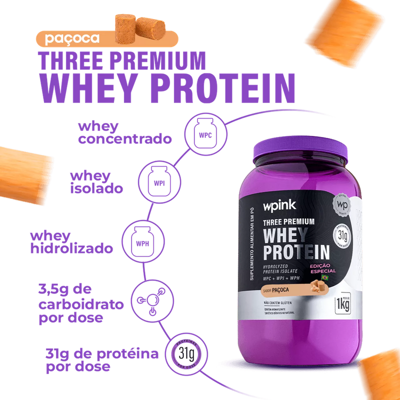 three premium whey protein paçoca 3W - (1kg) - wp