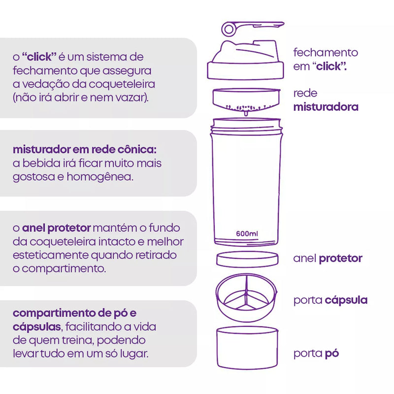 shaker pro coqueteleira 700ml - wp