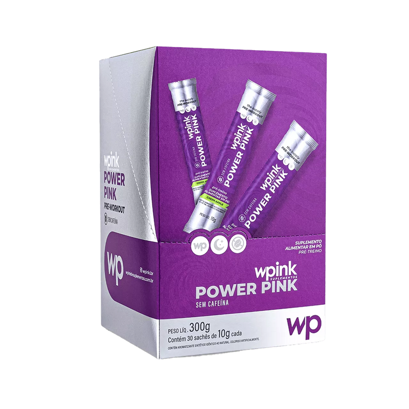 power pink sem cafeína de maçã verde - pré-treino - 300g - wp