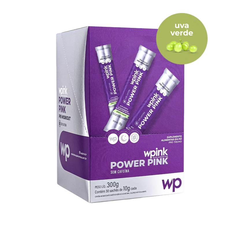 power pink sem cafeína de uva verde - pré-treino - 300g - wp
