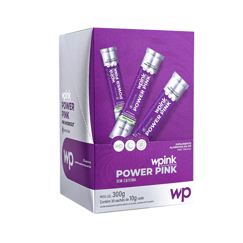 power pink sem cafeína de uva verde - pré-treino - 300g - wp